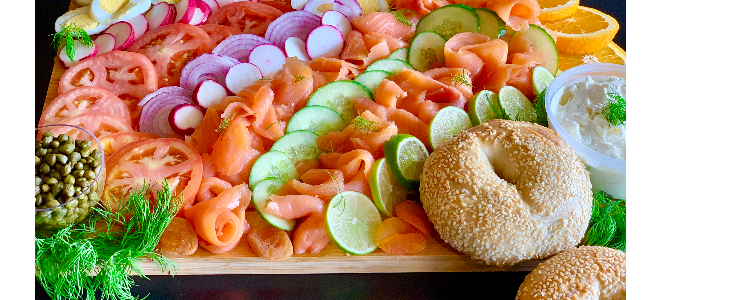 Order Bagel & Lox Board (18X12) (PRE ORDER 2 DAYS IN ADVANCE)  food online from Bobby's Bagel Cafe store, Reston on bringmethat.com