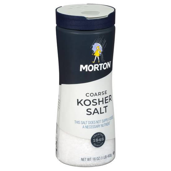 Order Morton · Coarse Kosher Salt (16 oz) food online from Harveys Supermarket store, Baxley on bringmethat.com