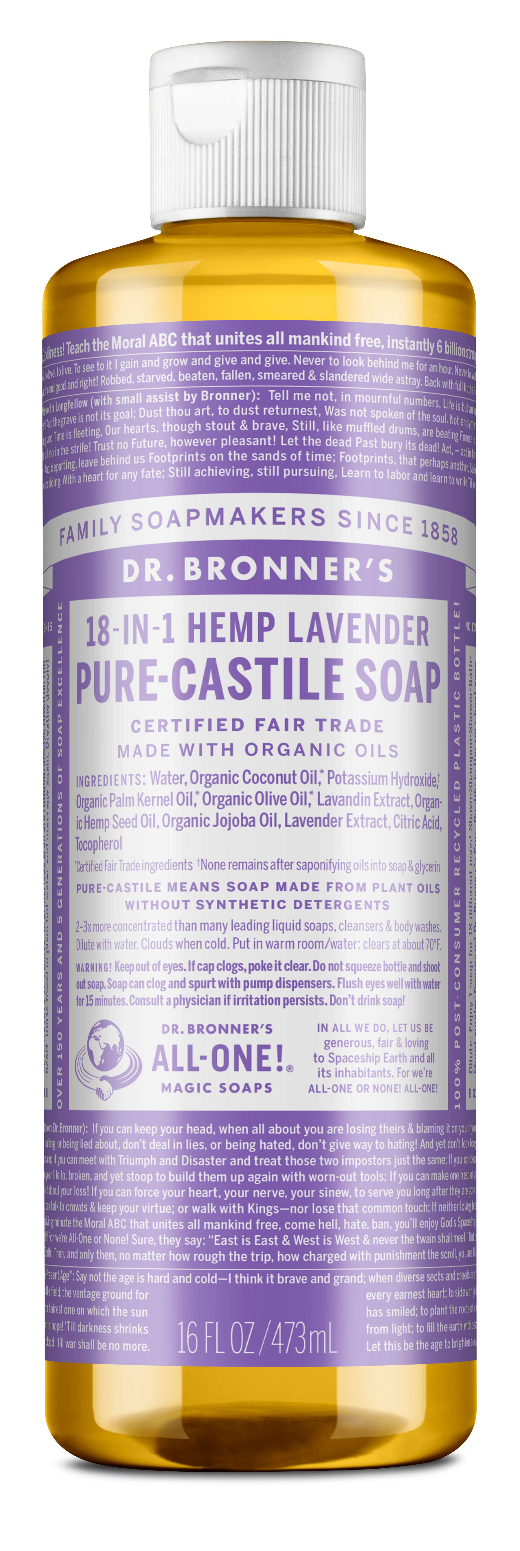 Order Dr. Bronner's Lavender Pure-Castile soap, 16 fl oz food online from Rite Aid store, MILLER PLACE on bringmethat.com