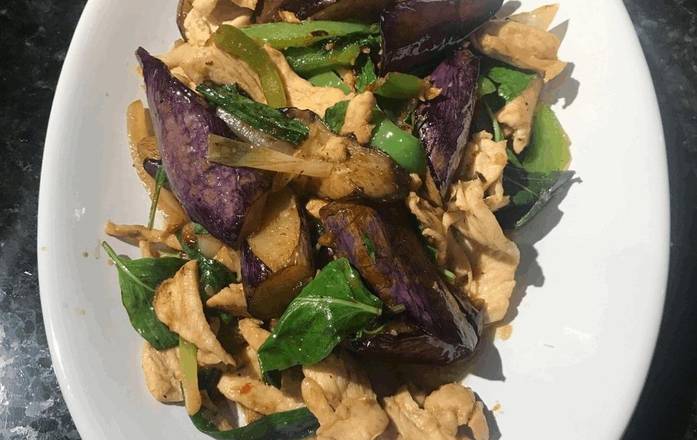 Order E8 Pad Garlic Eggplant food online from Thai Spice store, Houston on bringmethat.com