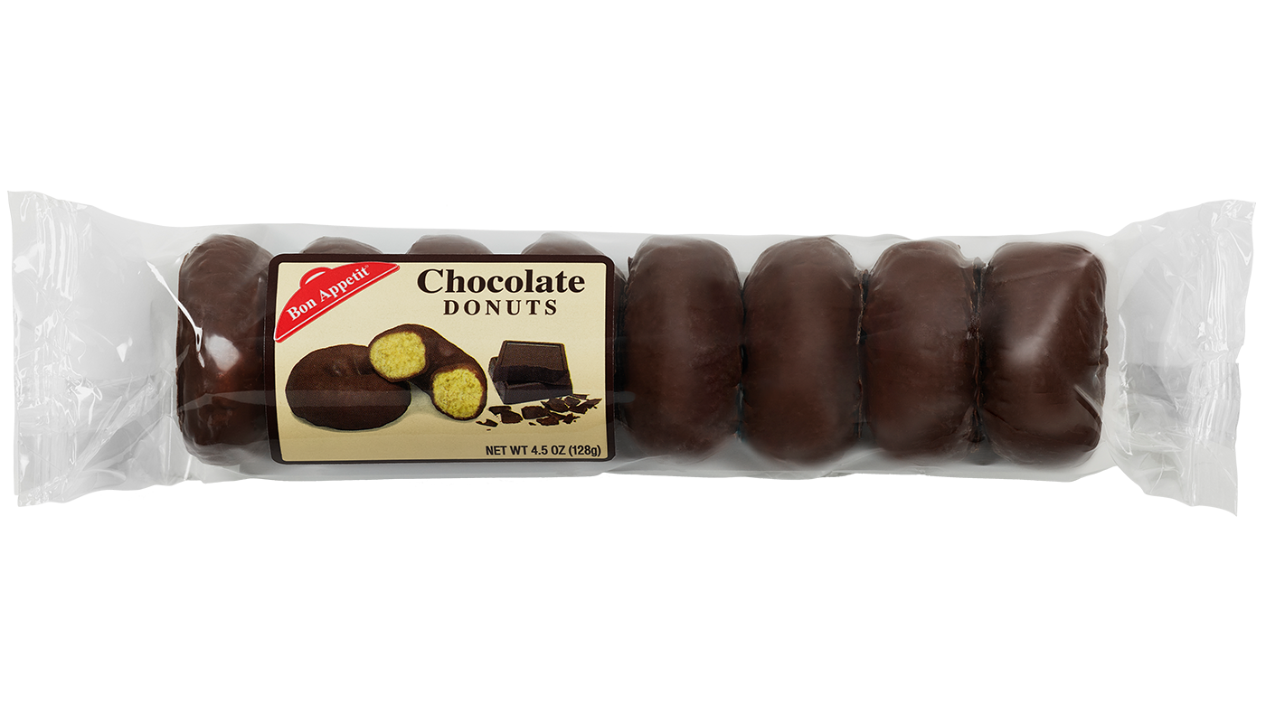 Order Bon Appetit Chocolate Donuts 6 Pack food online from Chevron Extramile store, Garden Grove on bringmethat.com