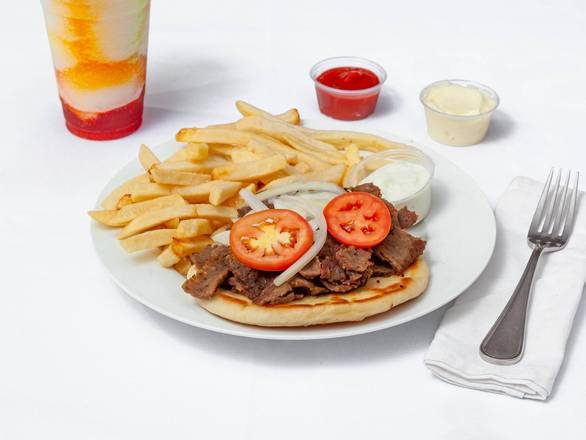 Order #6 Gyro Sandwich Combo food online from Baba's Famous Steak and Lemonade store, Carol Stream on bringmethat.com
