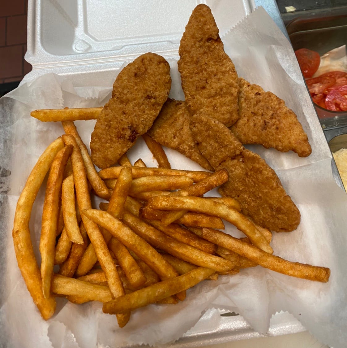 Order Chicken Fingers with Fries - 5 Pieces food online from Michelangelo's Pizza store, East Brunswick on bringmethat.com