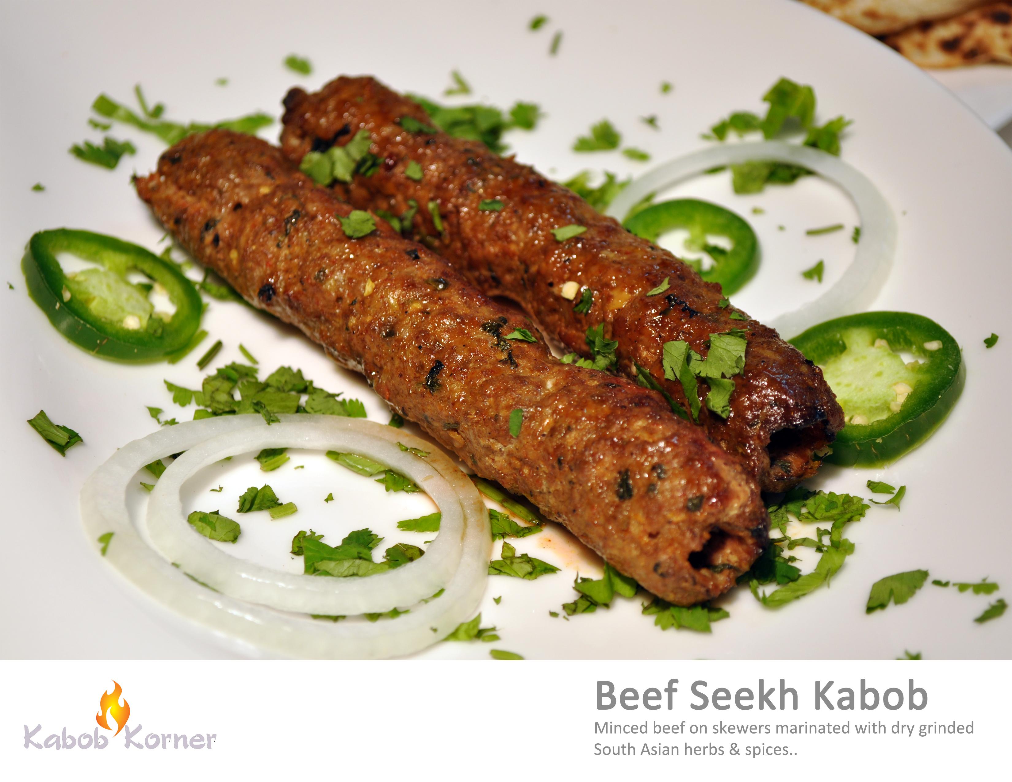 Order BEEF SEEKH KABOB PLATTER food online from Kabob Korner store, Katy on bringmethat.com