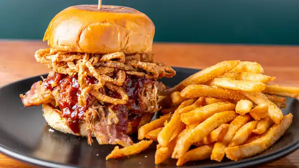 Order Memphis Smokehouse Burger food online from The Village Grill store, Raleigh on bringmethat.com