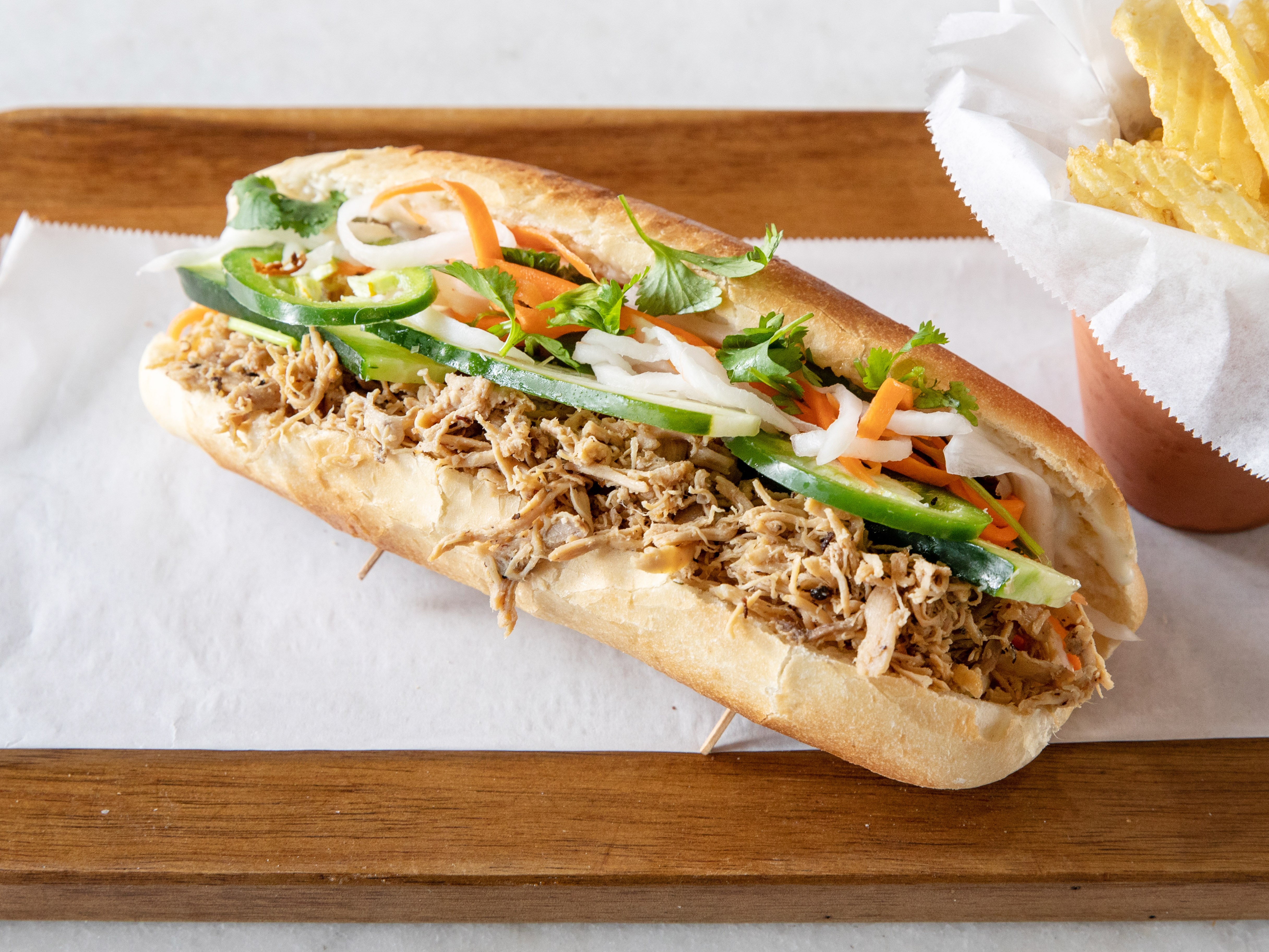 Order 6. Roasted Chicken Bahn Mi food online from M Cafe store, San Mateo on bringmethat.com