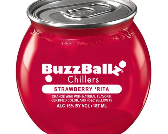 Order BuzzBallz Strawberry Rita, 200mL bottle (15% ABV)  food online from Moby Liquor store, Los Angeles on bringmethat.com