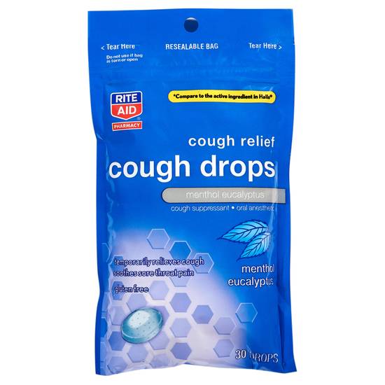 Order Rite Aid Cough Relief Cough Drops Menthol Eucalyptus (30 ct) food online from Rite Aid store, Redondo Beach on bringmethat.com