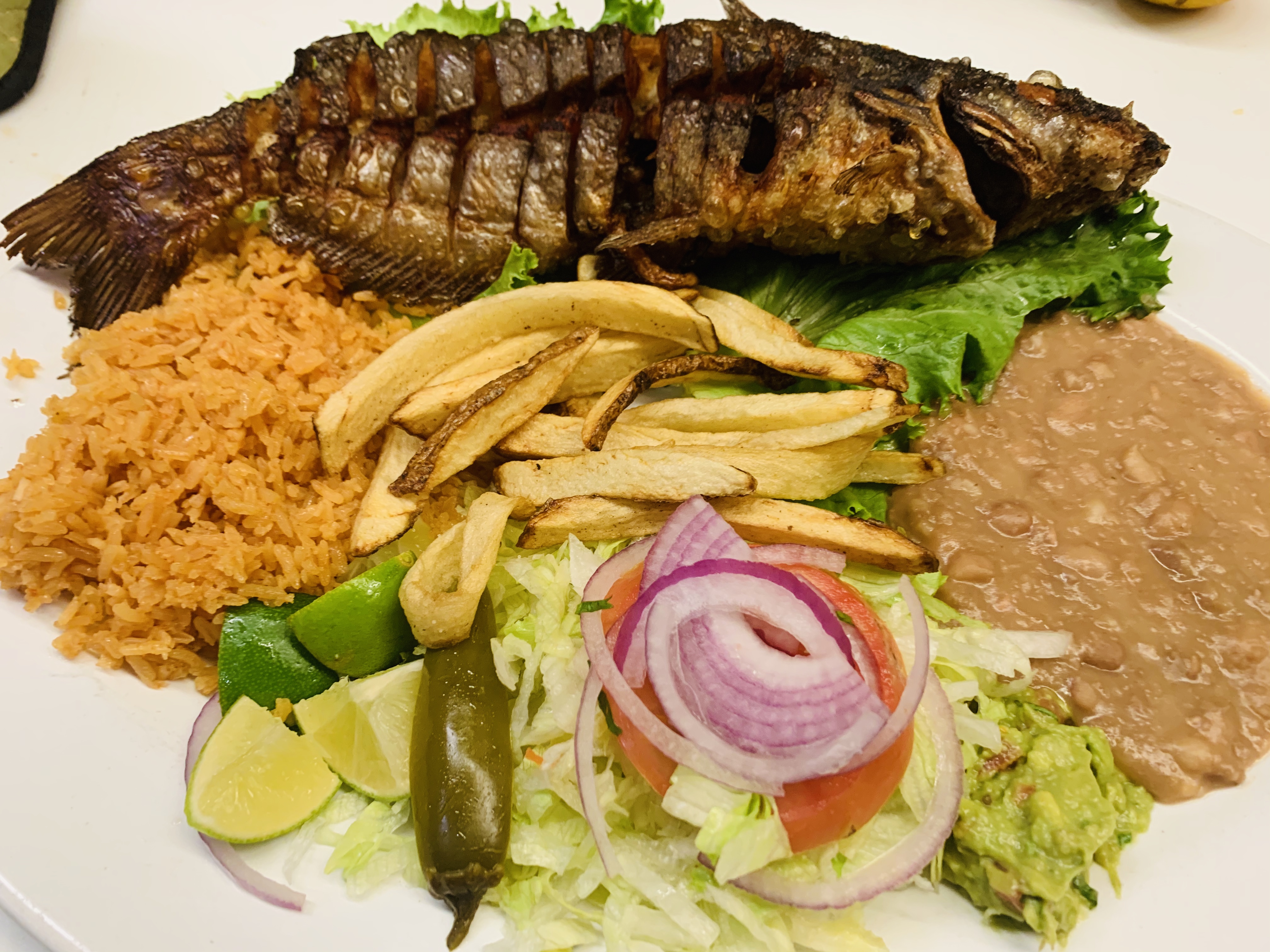 Order Pescado Frito Plate food online from El Michoacano store, Gilroy on bringmethat.com