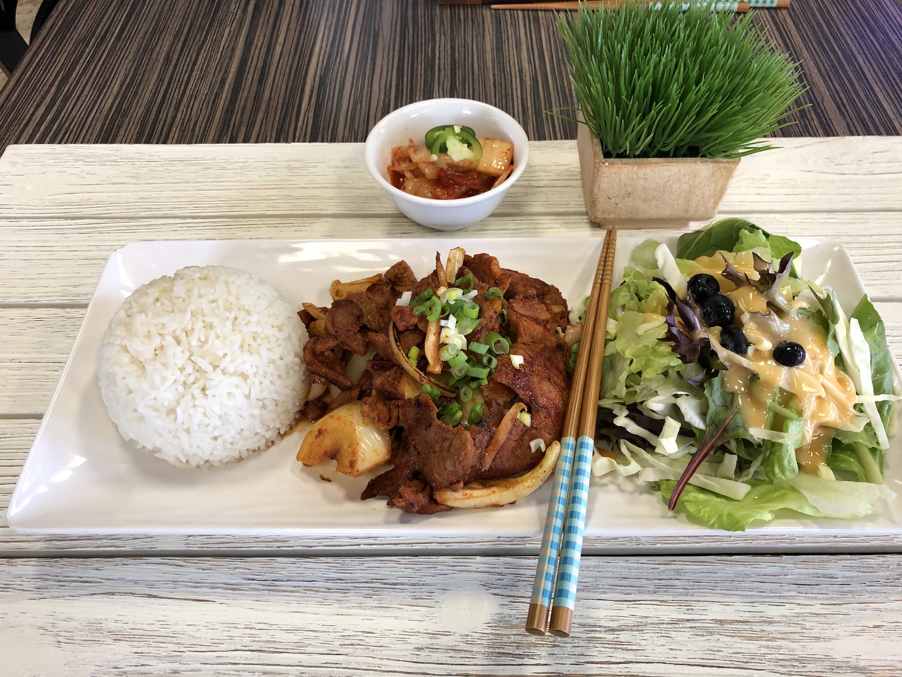 Order Spicy Pork Plate food online from Soo Ja Fusion Bistro store, Fremont on bringmethat.com