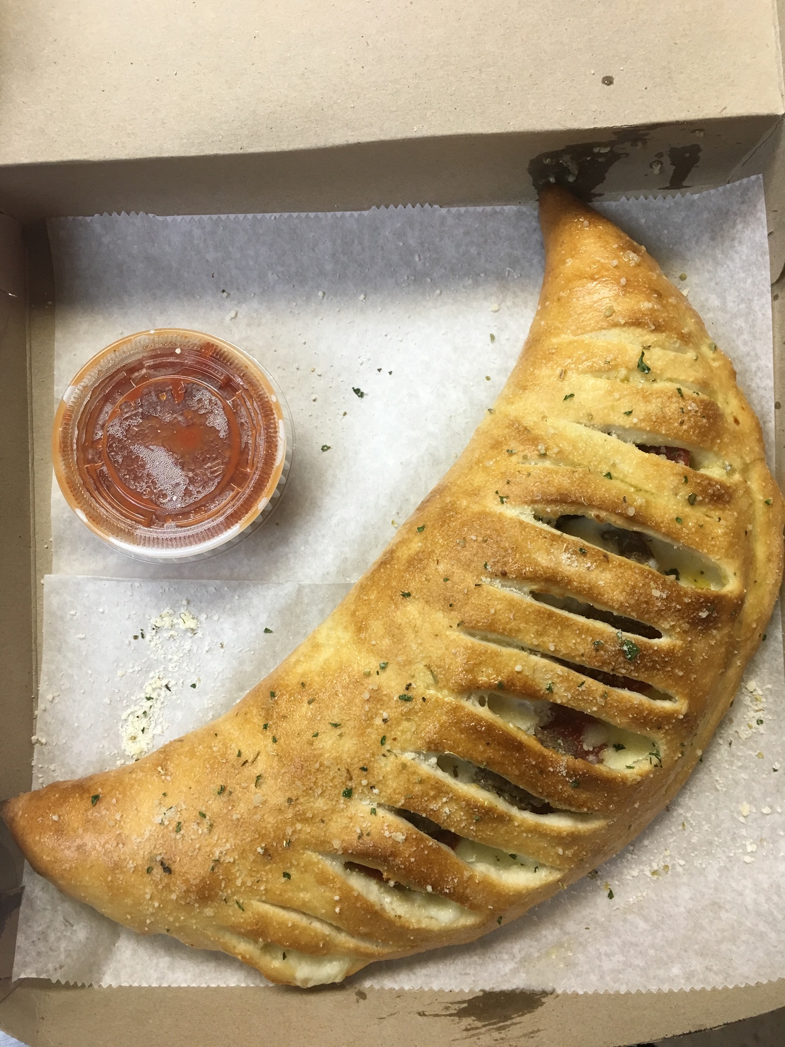 Order Deluxe calzone food online from Sal’s NY Slice Pizzeria store, Virginia Beach on bringmethat.com