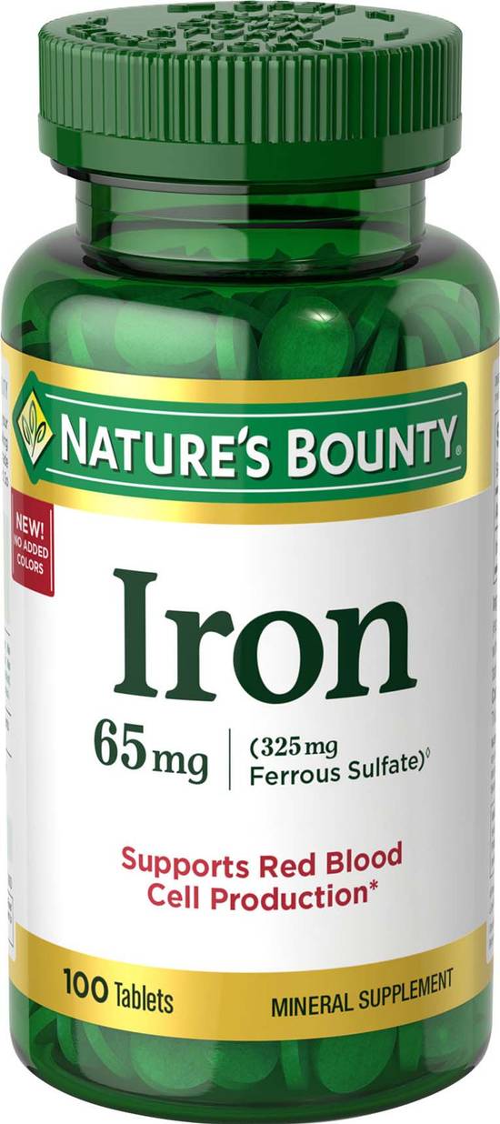 Order Nature's Bounty Iron Tablets 65mg (100 ct) food online from Rite Aid store, Palm Desert on bringmethat.com