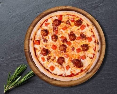Order 10" Meatball Pizza food online from Express Pie Parlor store, Detroit on bringmethat.com