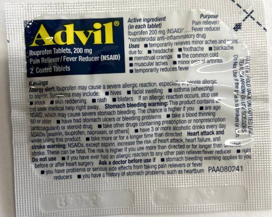 Order Advil Loose (2 Coated Tablets) food online from Ctown Supermarkets store, Uniondale on bringmethat.com