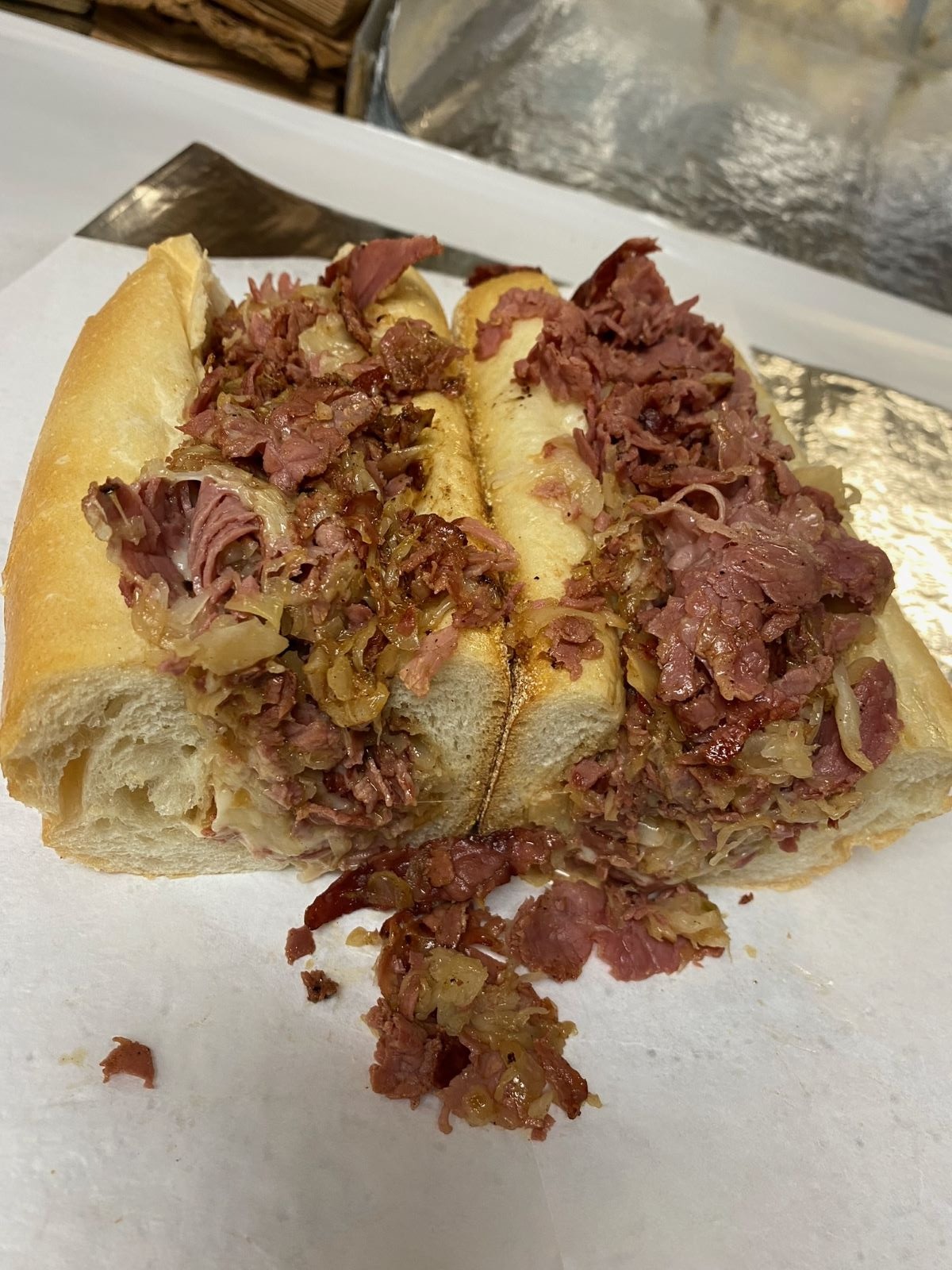 Order Large Hot Corn Beef Sandwich food online from Italian Kitchen store, Pennsville on bringmethat.com