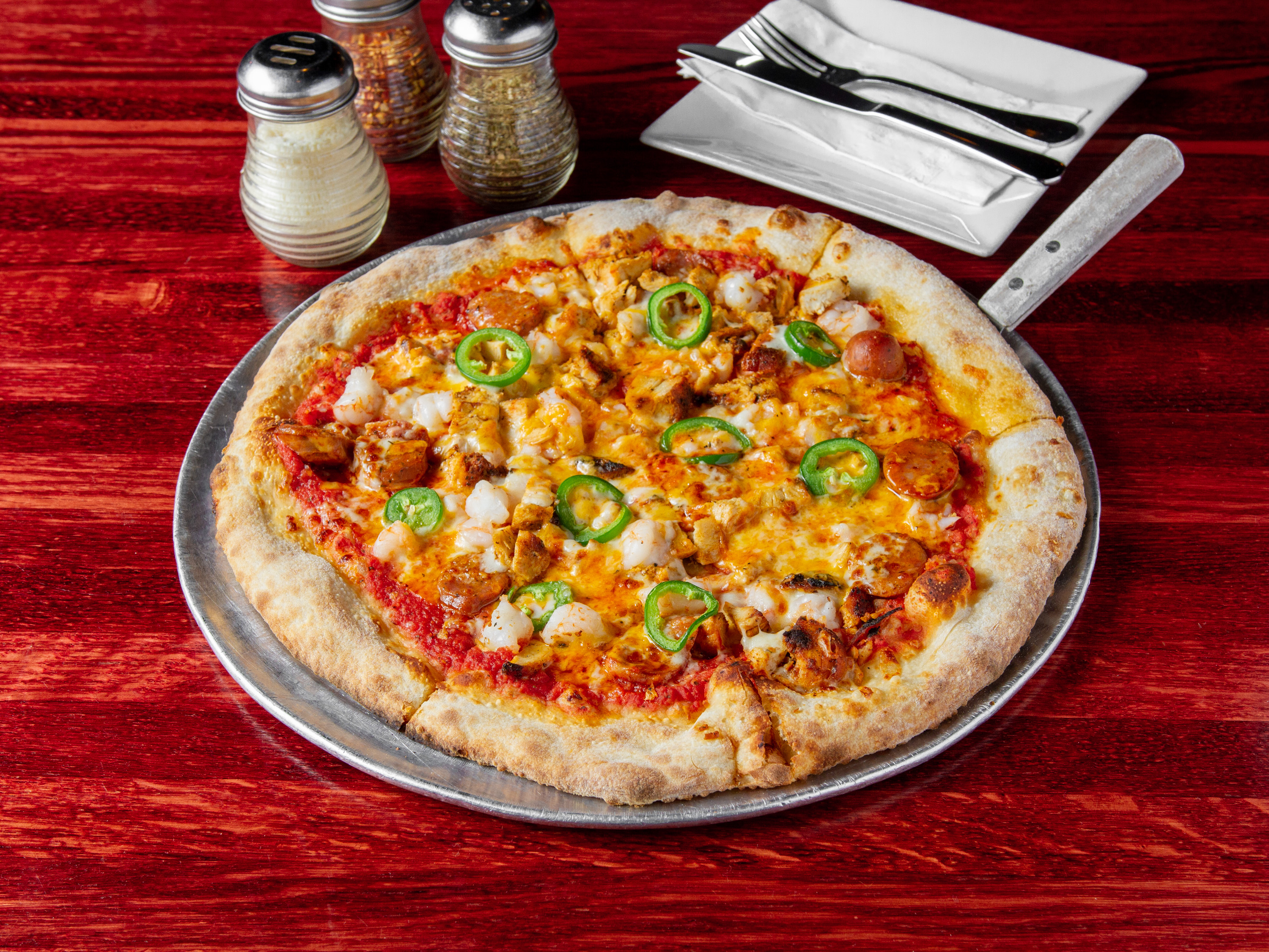 Order Jambalaya Pizza food online from Earth, Wood & Fire store, Fallston on bringmethat.com