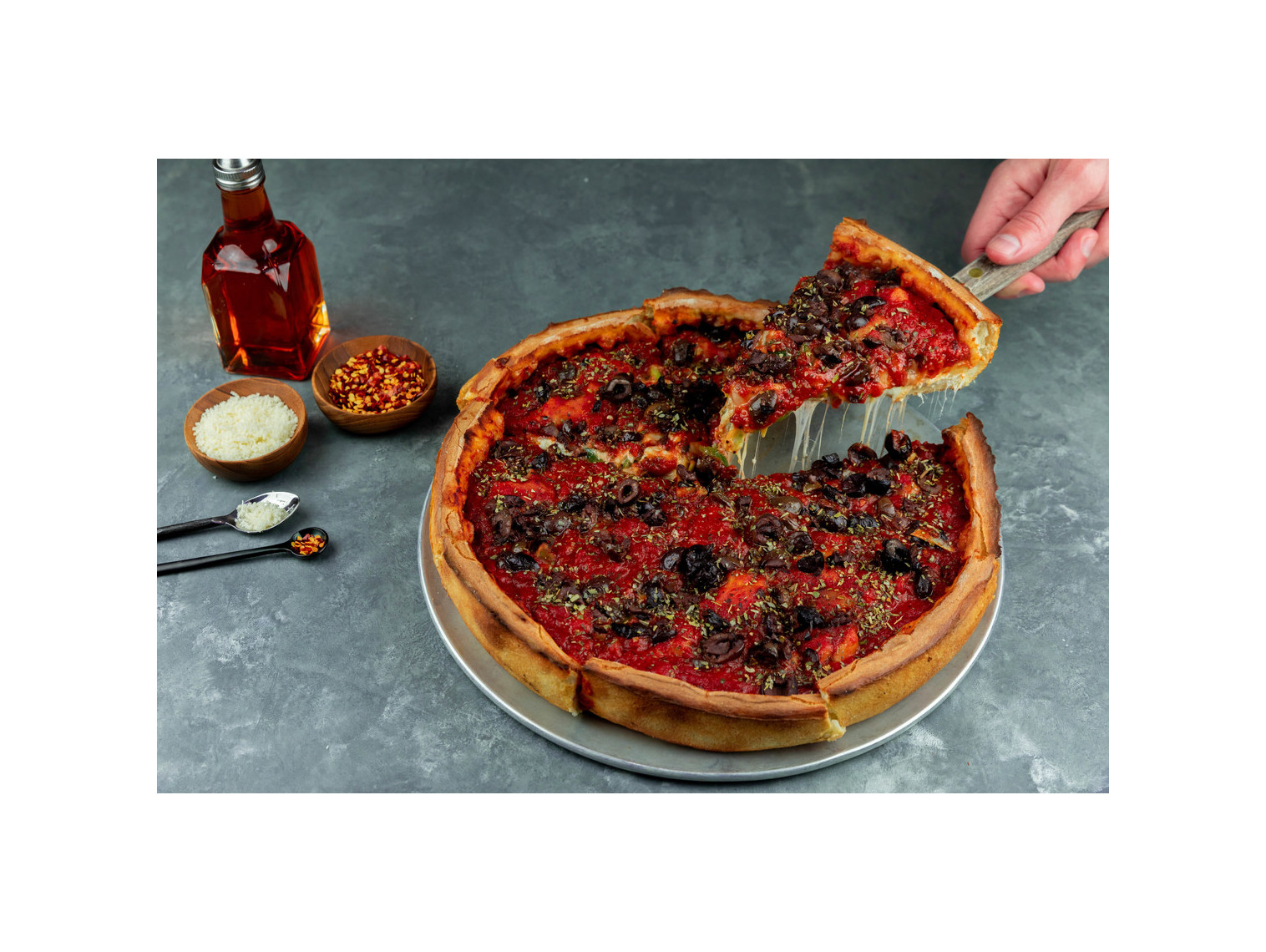 Order GREEK DEEP 10" food online from Patxi's Chicago Pizza store, San Francisco on bringmethat.com