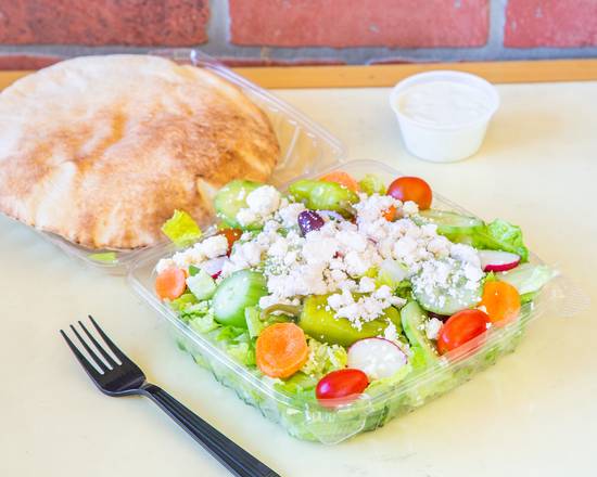 Order Greek Salad food online from Sun Pizza store, Boston on bringmethat.com