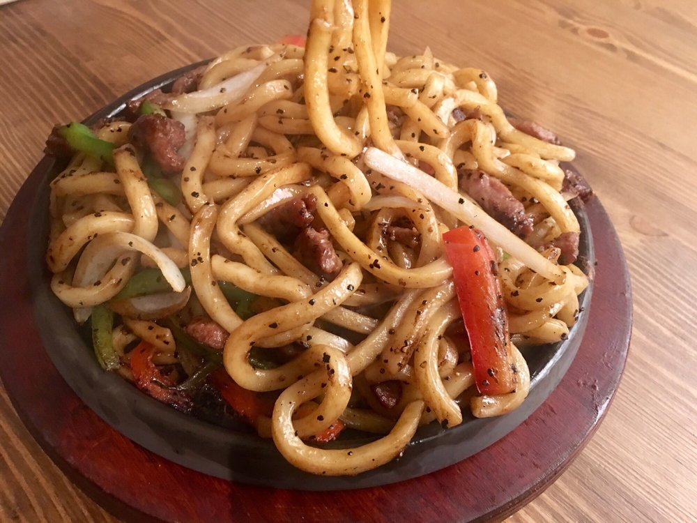 Order Beef Udon Or Spaghetti With Black Pepper Sauce  food online from 1920 Tea Club store, Fresno on bringmethat.com