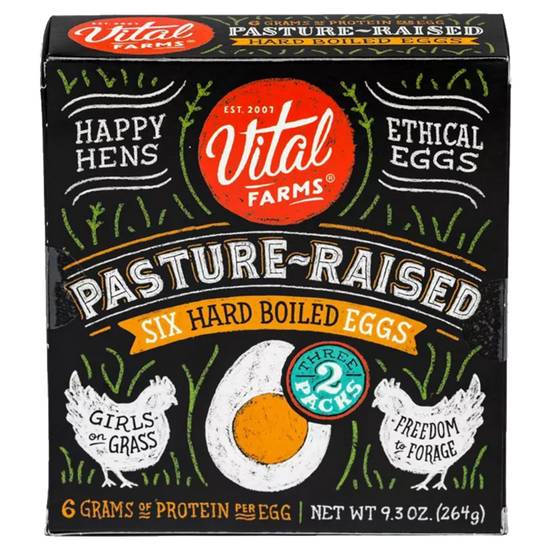 Order Vital Farms Pasture-Raised Hard Boiled Eggs 6ct food online from Everyday Needs By Gopuff store, Littleton on bringmethat.com