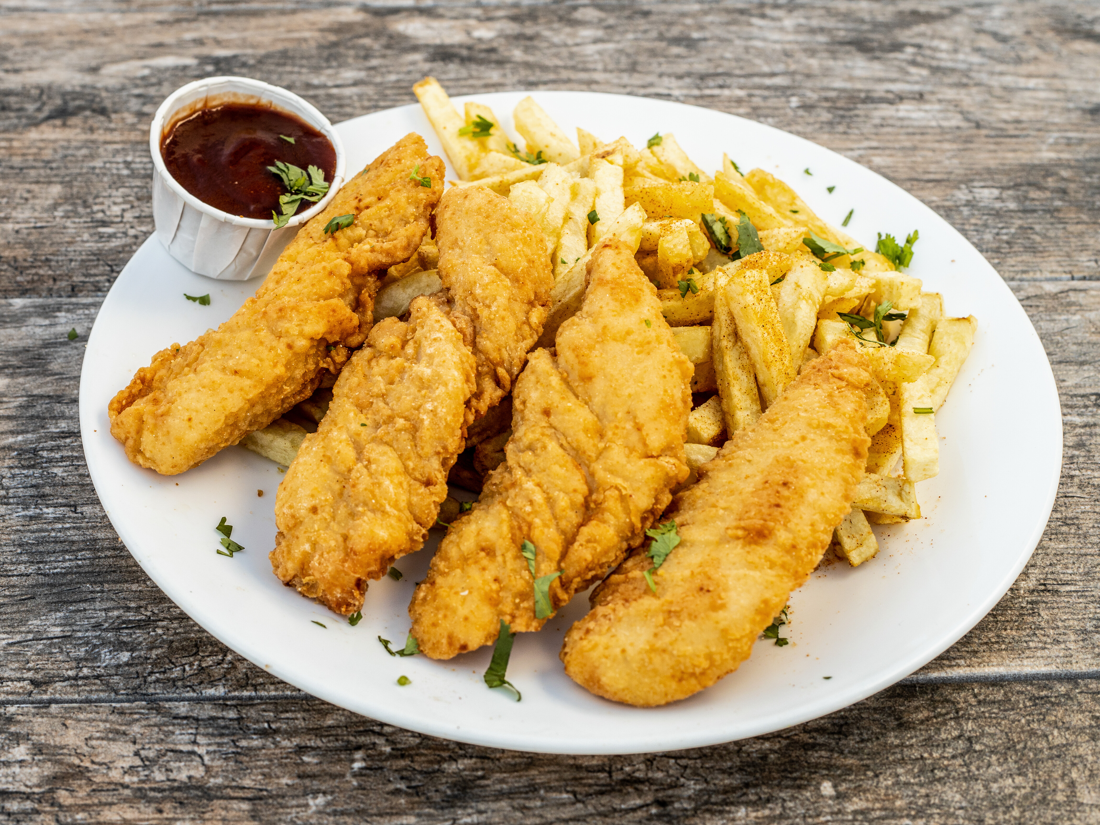 Order Chicken Strips with Fries food online from Seaside Grill store, Los Angeles on bringmethat.com