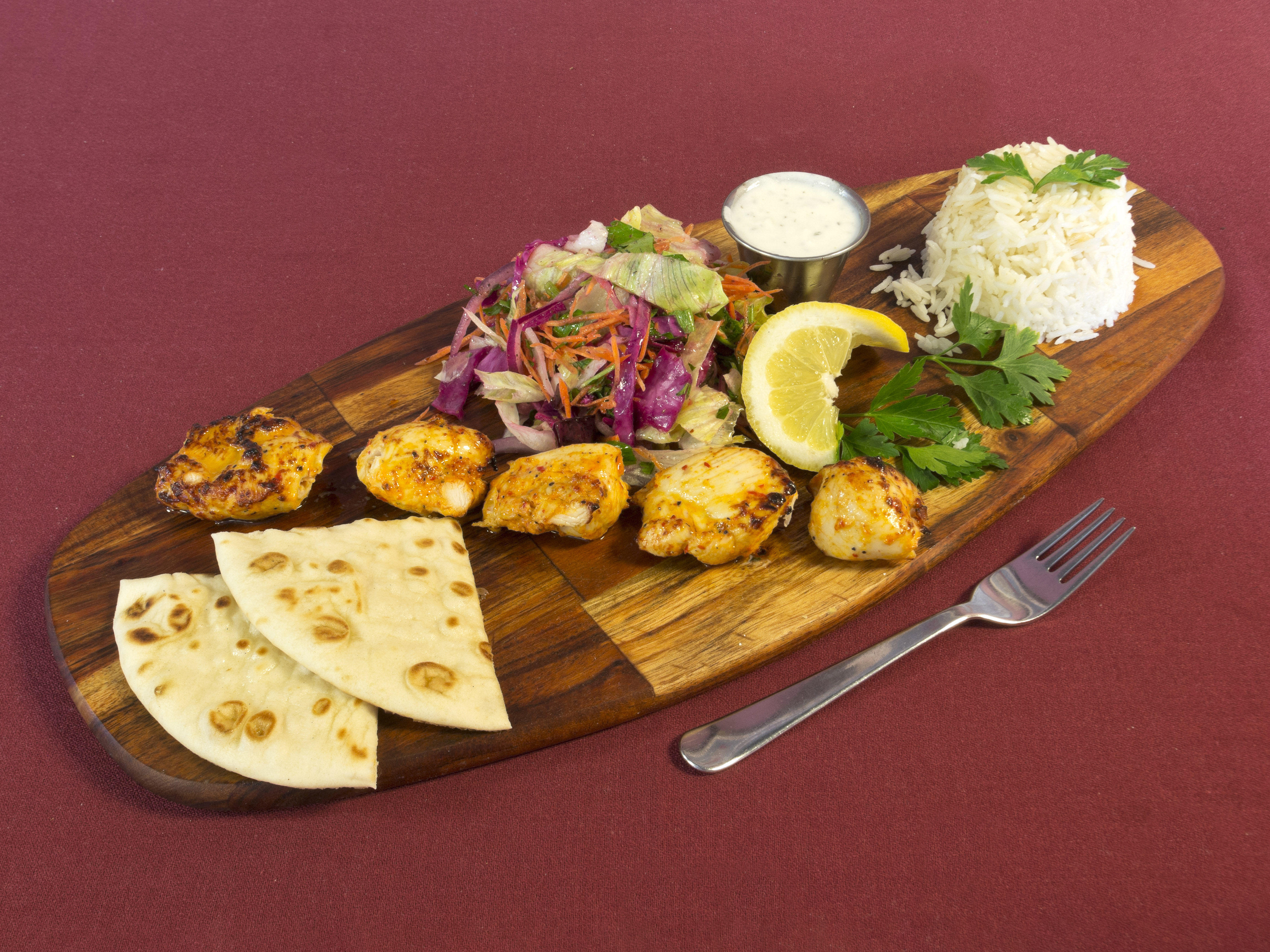 Order Chicken Skewered Kebab food online from Lezzet Cafe store, Dallas on bringmethat.com