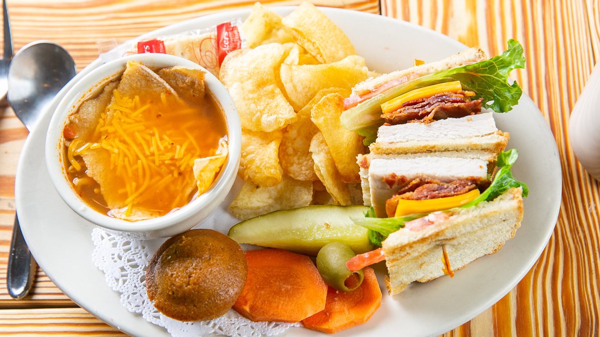 Order Soup and 1/2 Sandwich food online from Savannah Cafe & Bakery store, Pasadena on bringmethat.com