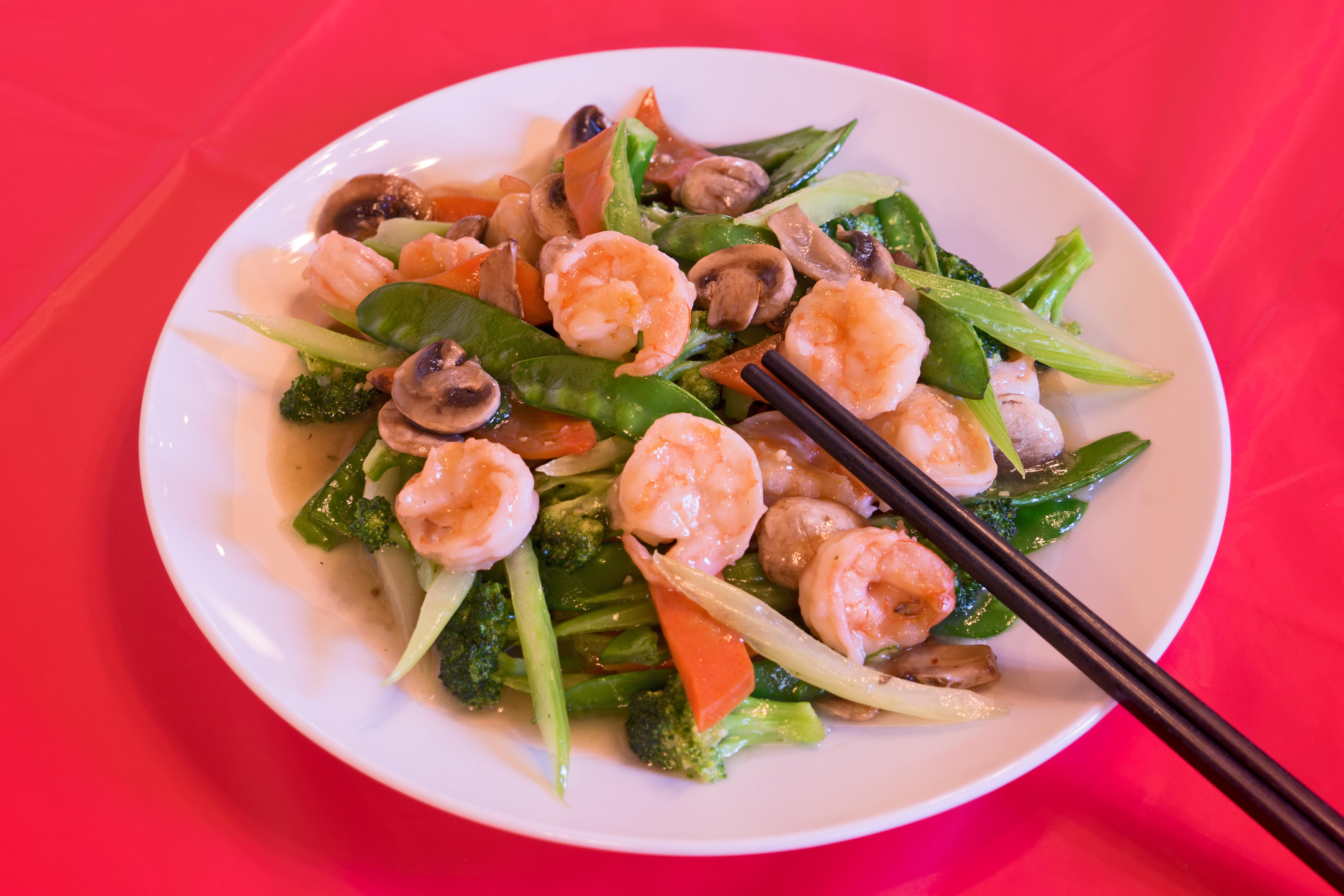 Order 115. Vegetable Prawns food online from Taste of sichuan store, Lynnwood on bringmethat.com