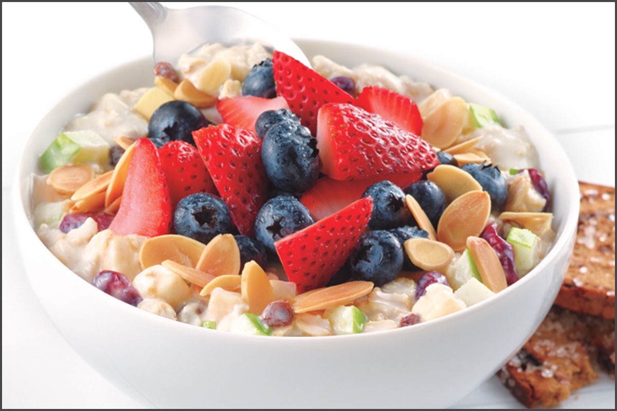 Order Berry & Almond Overnight Oats food online from Corner Bakery Cafe store, Chicago on bringmethat.com