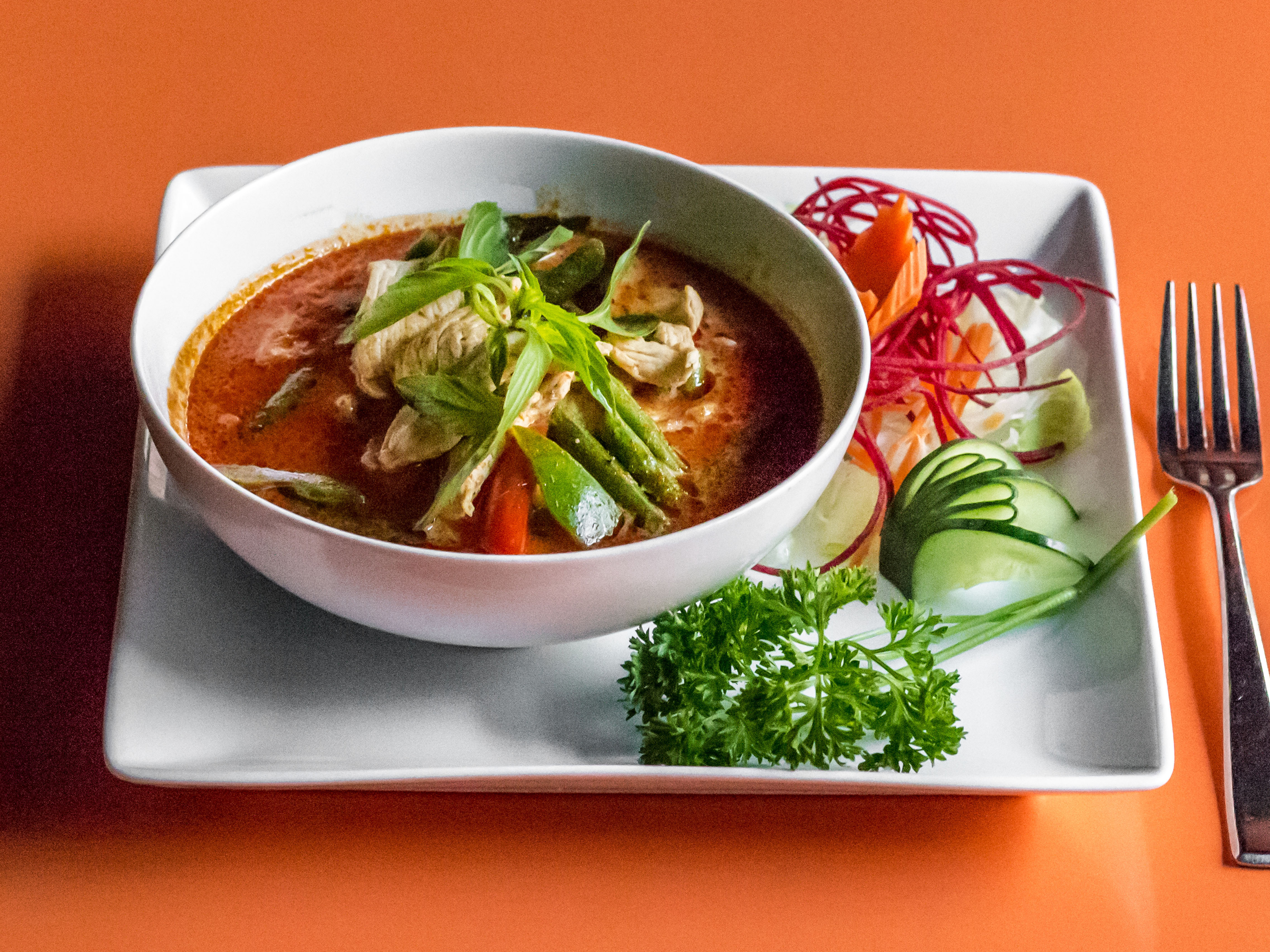 Order Red Curry food online from Thaiphoon Bistro store, Raleigh on bringmethat.com