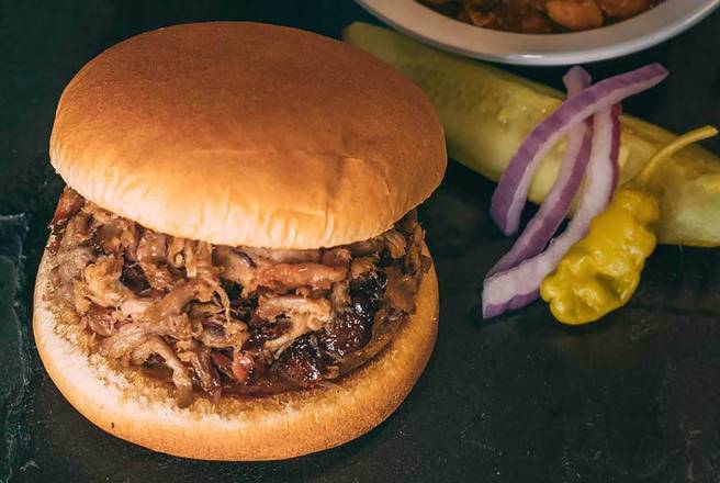 Order Smoked Pulled Pork Sandwich food online from Billy Sims Bbq store, Franklin on bringmethat.com