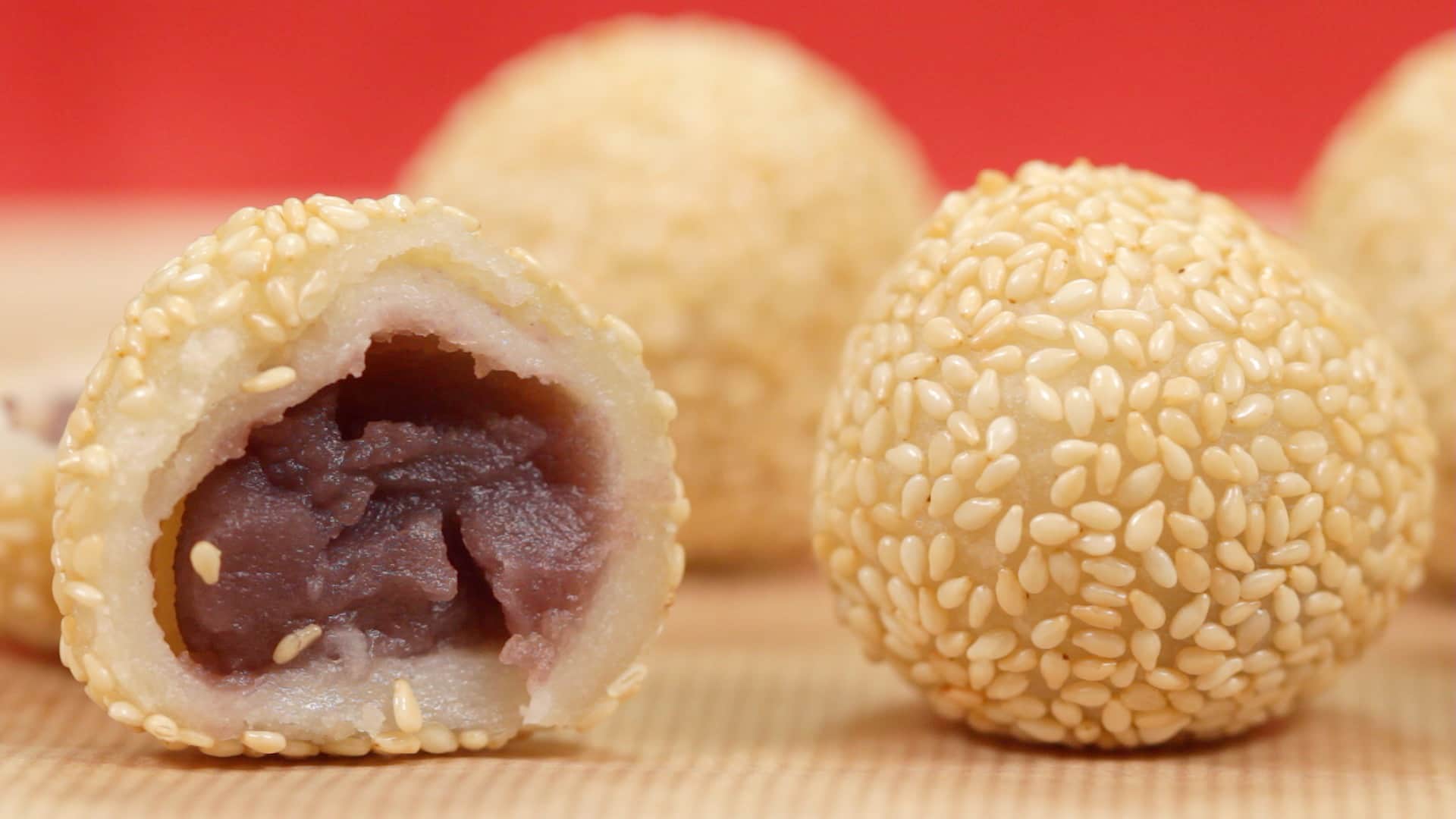 Order Sesame Balls with Red Bean (4)/红豆麻球 food online from Chef Tang store, Vista on bringmethat.com