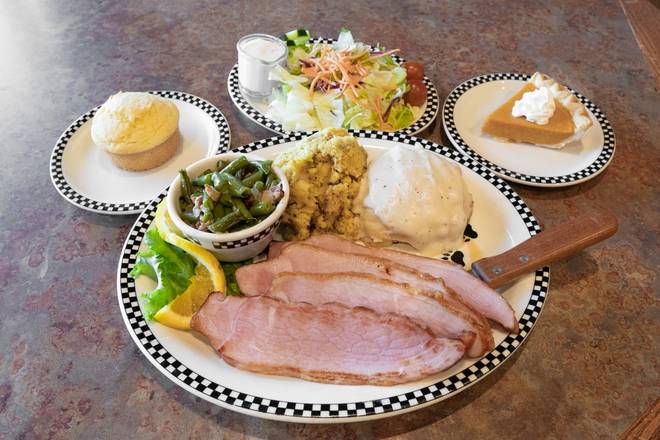 Order 3-Course Ham Dinner (starting at 11 a.m.) food online from Black Bear Diner store, St. George on bringmethat.com