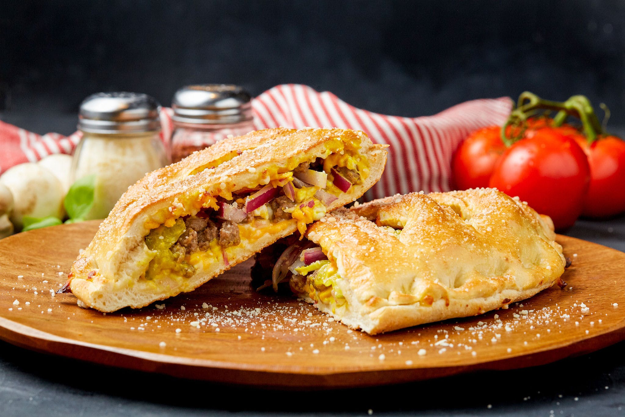 Order Cheeseburger Calzone - Calzone food online from Simple Simon's Pizza store, Bartlesville on bringmethat.com