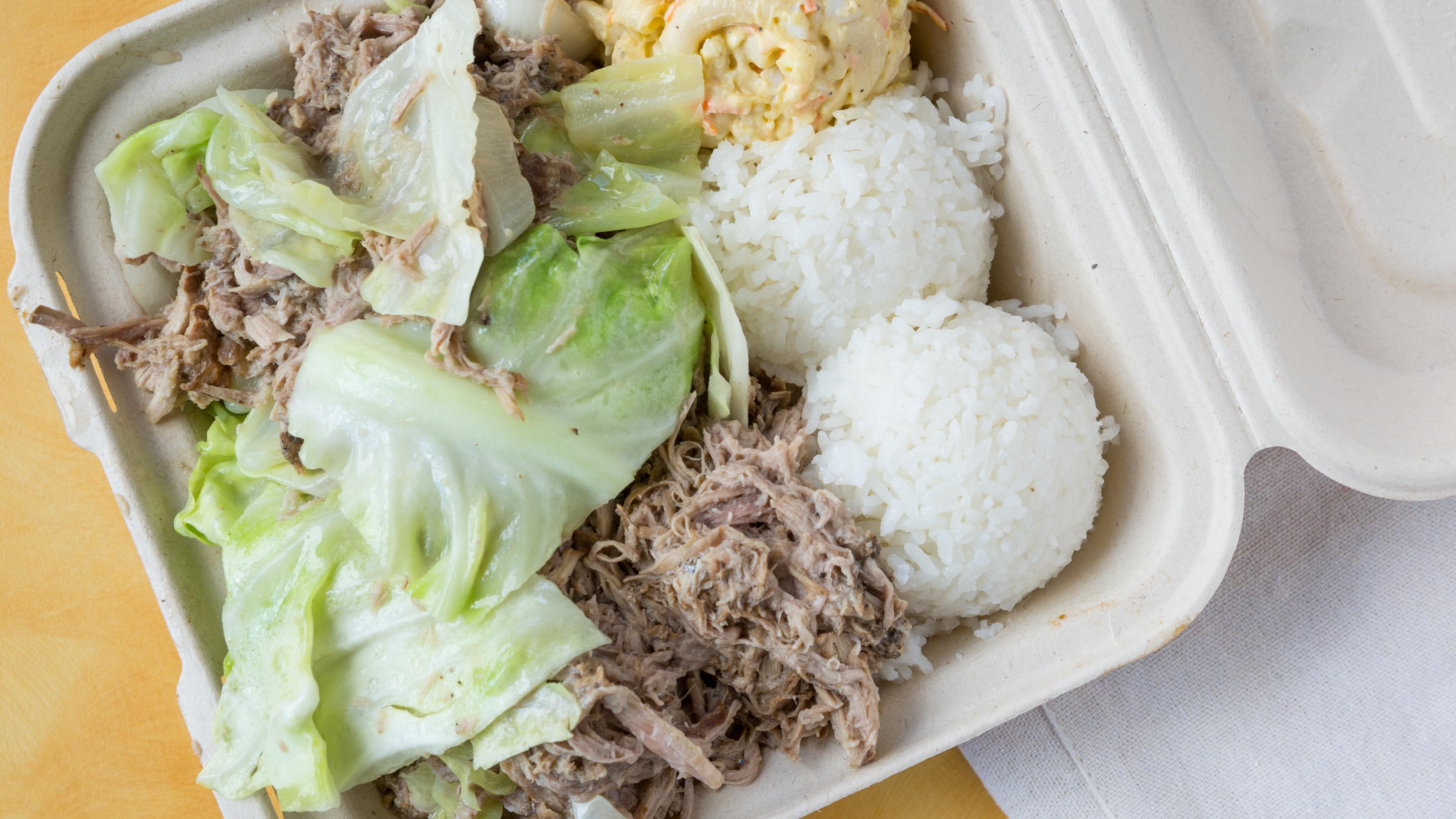 Order 33. Kalua Pig and Cabbage  food online from Sunny Island Bbq store, San Jose on bringmethat.com