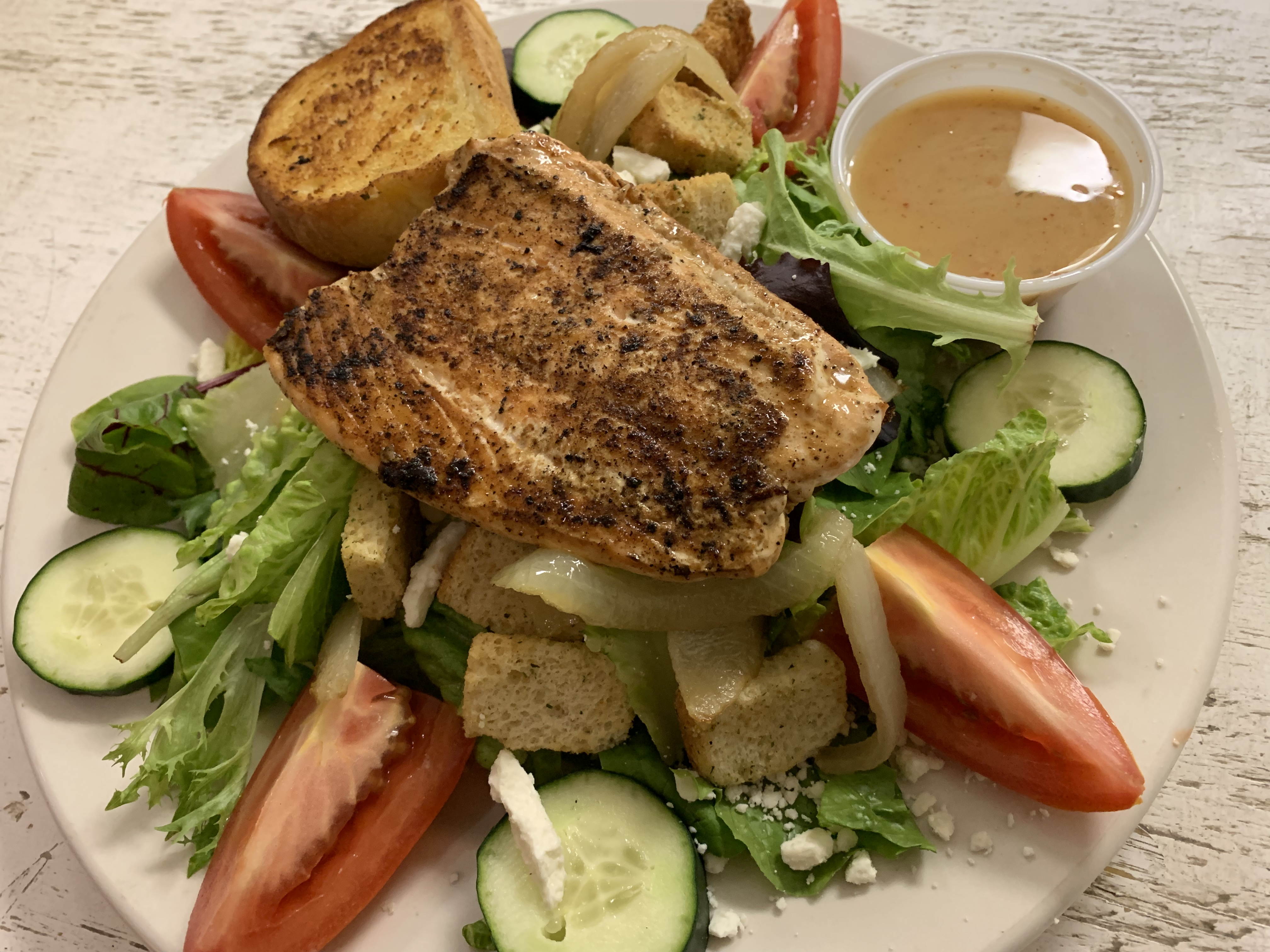 Order Grilled Salmon Salad food online from The Loft store, Crete on bringmethat.com
