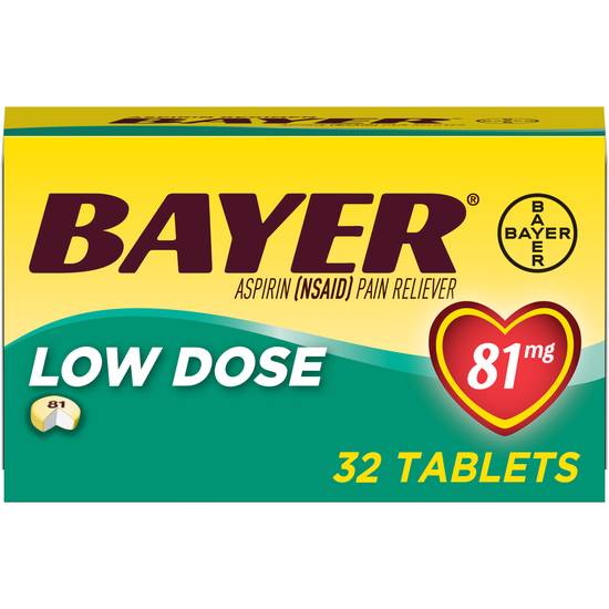 Order Bayer Aspirin Enteric Coated Tablets Low Dose 81mg (32 ct) food online from Rite Aid store, Mansfield on bringmethat.com