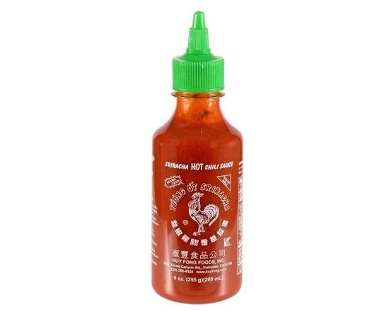 Order Huy Fong Sriracha Hot Chili Sauce, 9oz Bottle (225 G ) food online from Pacific Liquor Market store, Bell Gardens on bringmethat.com