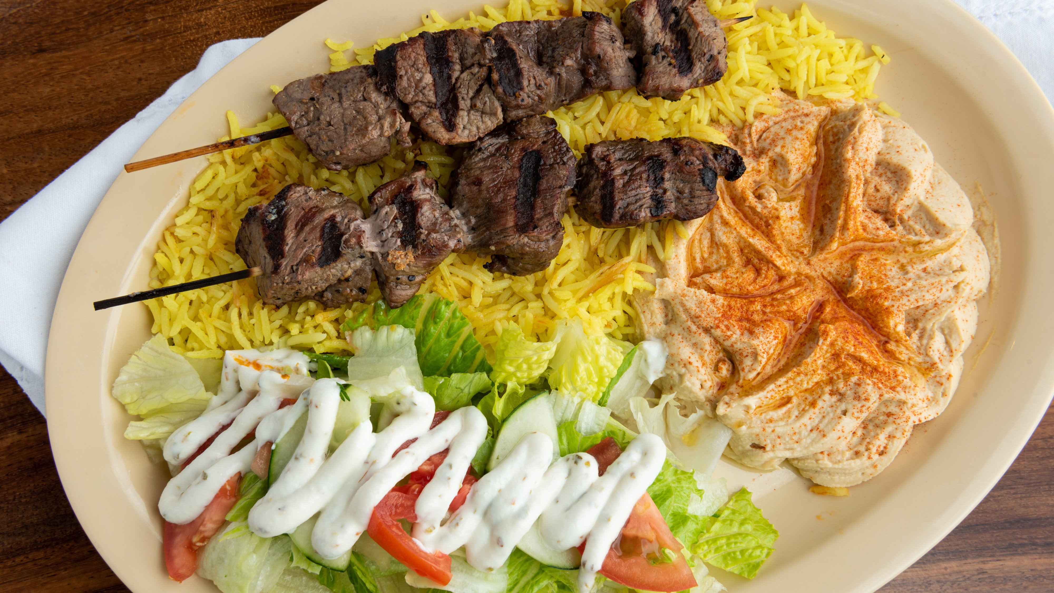 Order 1. Beef Kabob food online from The Green Olive store, Long Beach on bringmethat.com