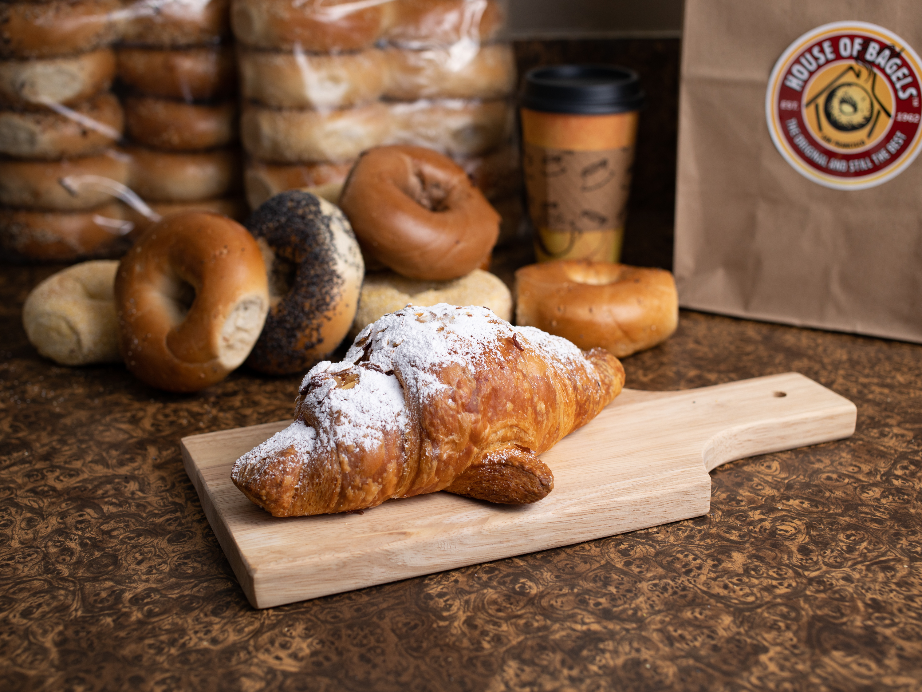 Order Almond Croissant food online from House Of Bagels store, San Francisco on bringmethat.com