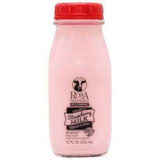 Order Rosa Brothers Milk - Strawberry 12 oz food online from IV Deli Mart store, Goleta on bringmethat.com