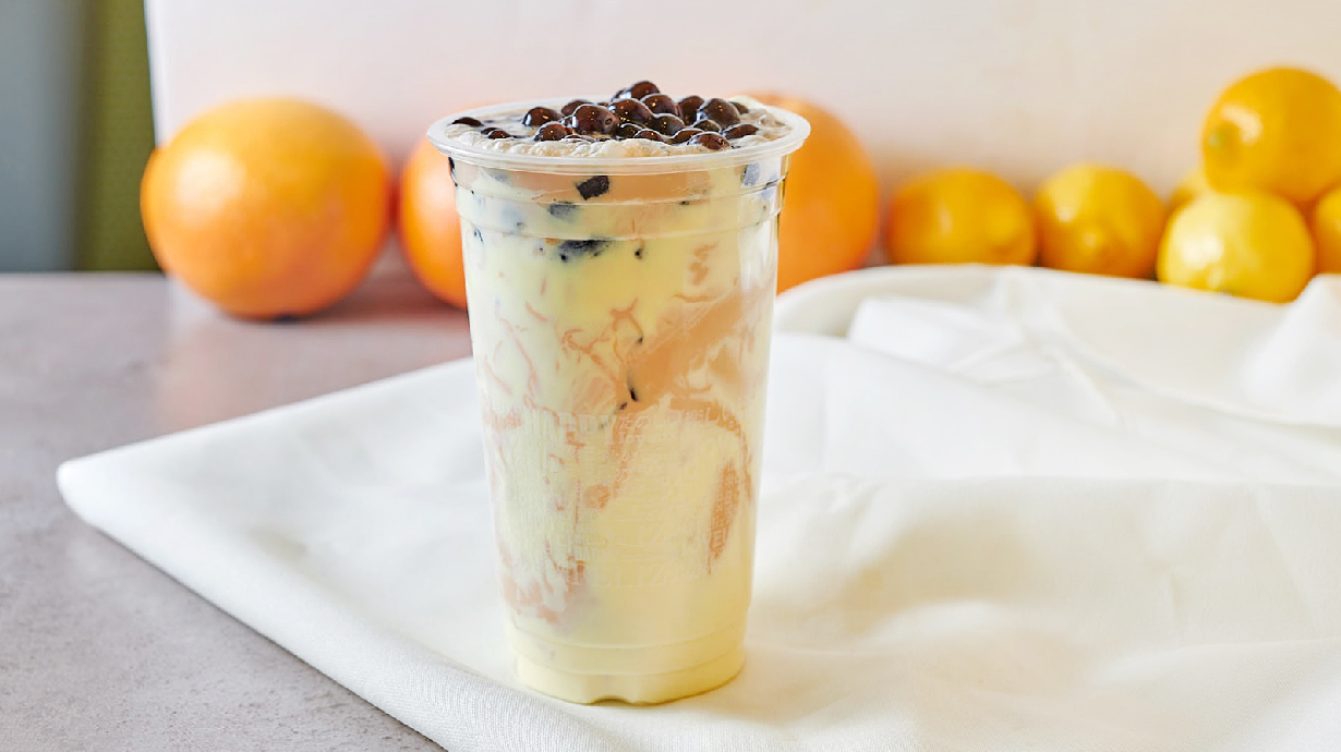 Order A5. Milk Tea with Boba and Puff Cream (L) food online from Happy Lemon store, Bellevue on bringmethat.com