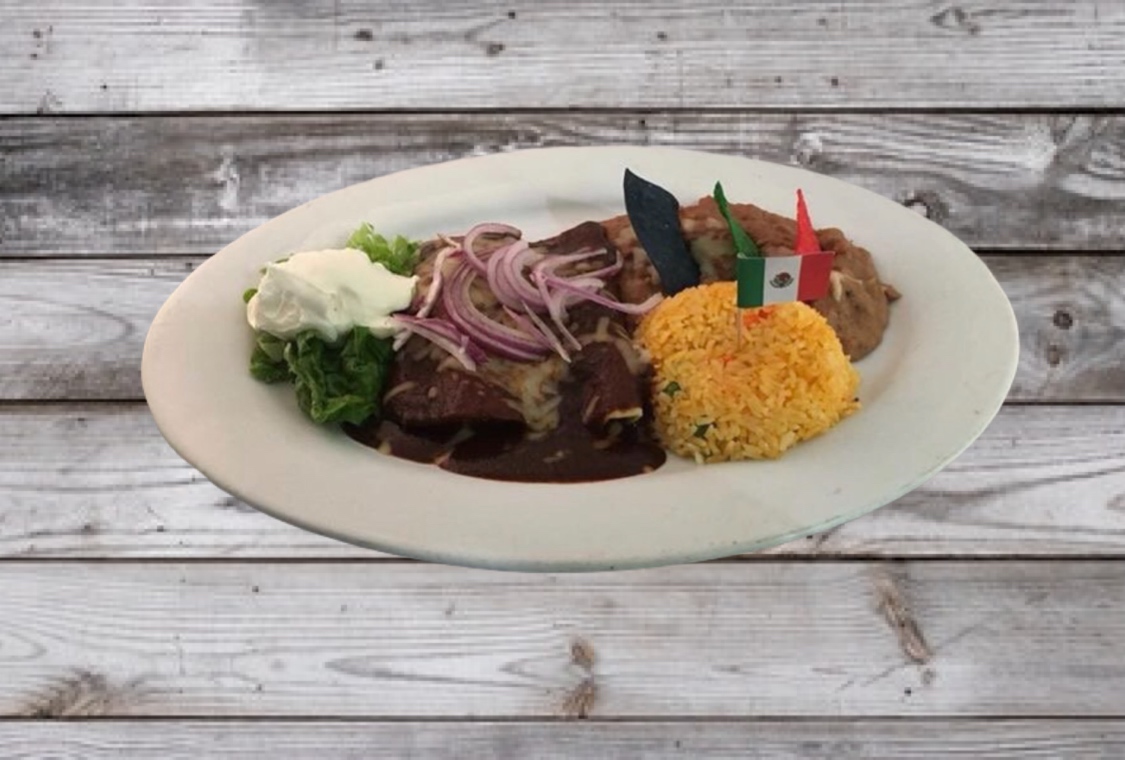 Order Enchilada de Mole food online from Los 7 Mares Restaurant store, Pacoima on bringmethat.com