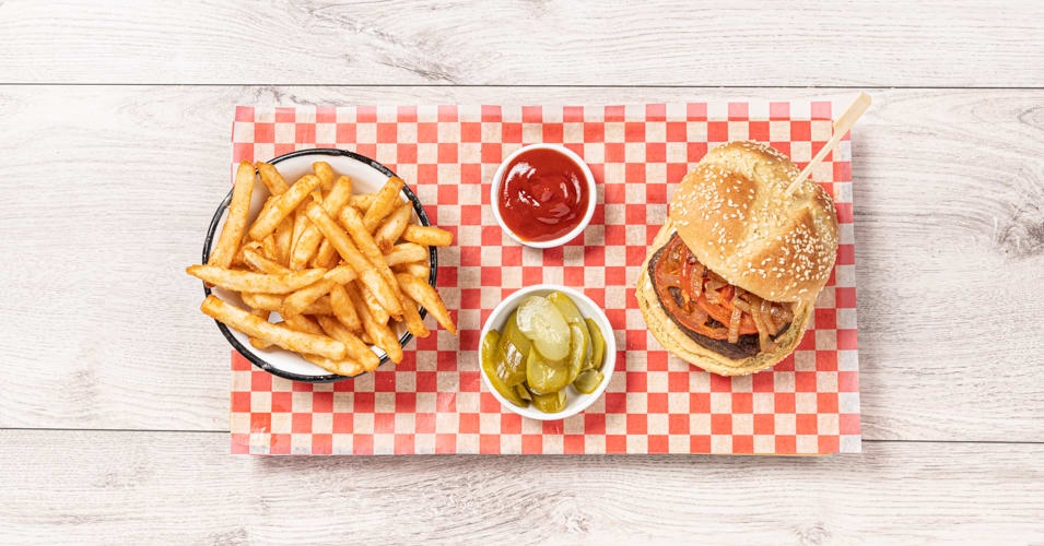 Order Landwer Burger food online from La Creme Cafe store, Los Angeles on bringmethat.com
