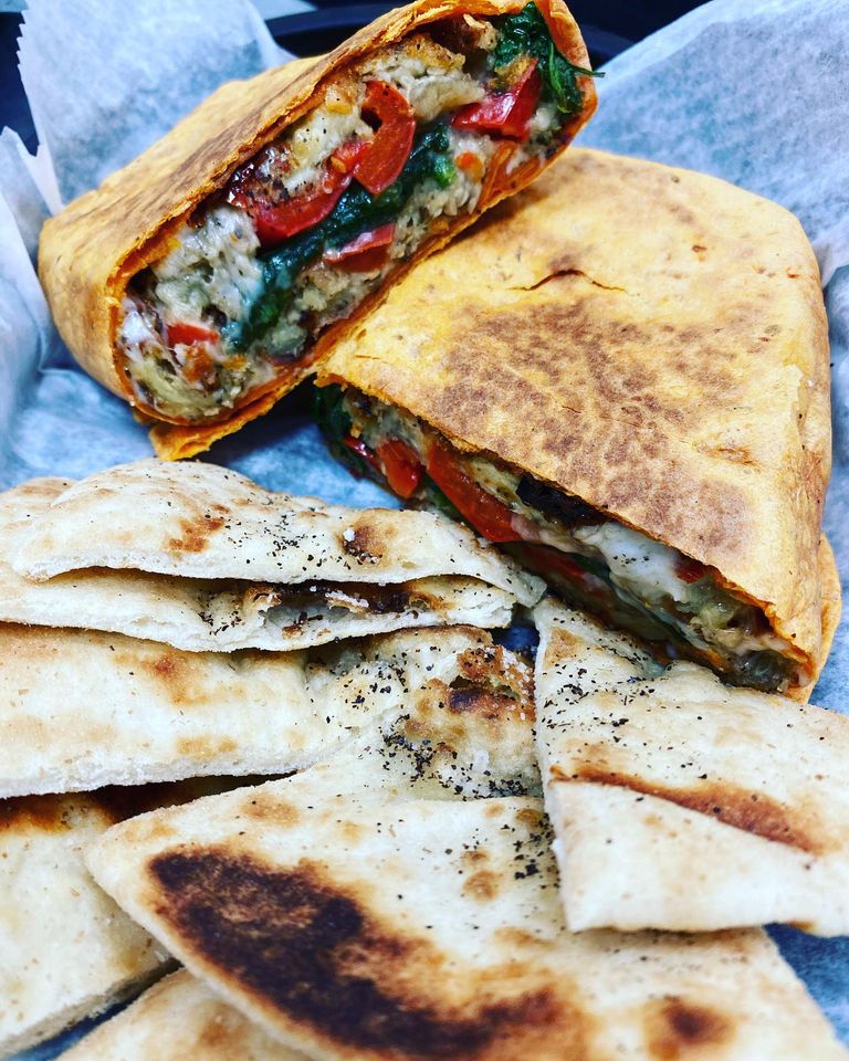 Order Breaded Eggplant Wrap food online from Revolutionary Lounge & Cafe store, Toms River on bringmethat.com