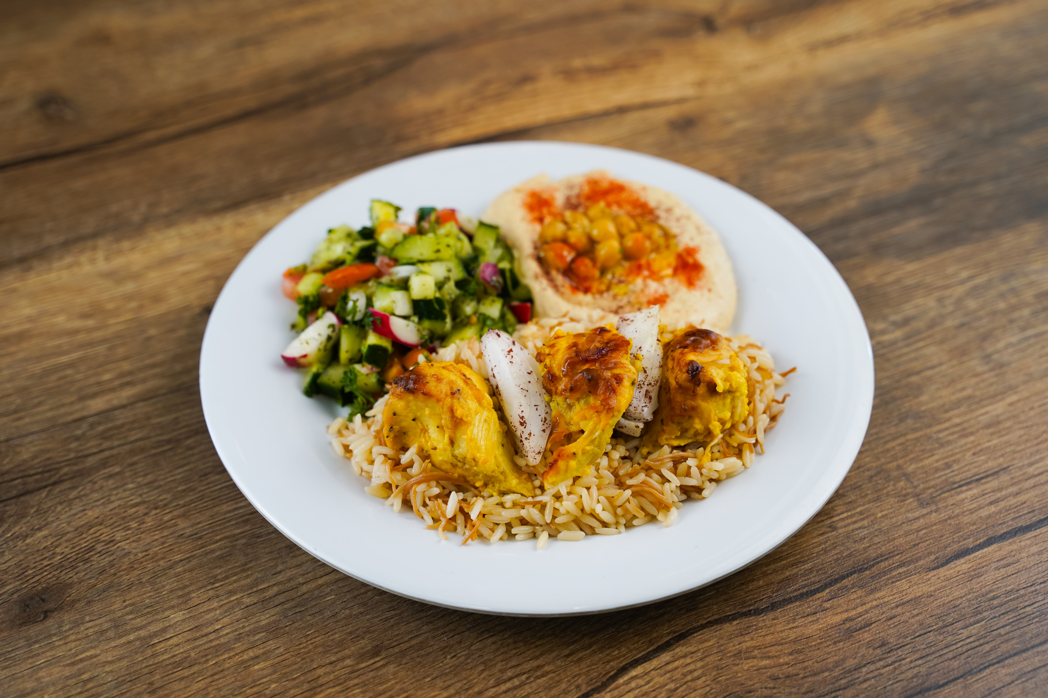 Order Chicken Kabob Plate food online from Dimassi's Mediterranean Buffet store, The Woodlands on bringmethat.com