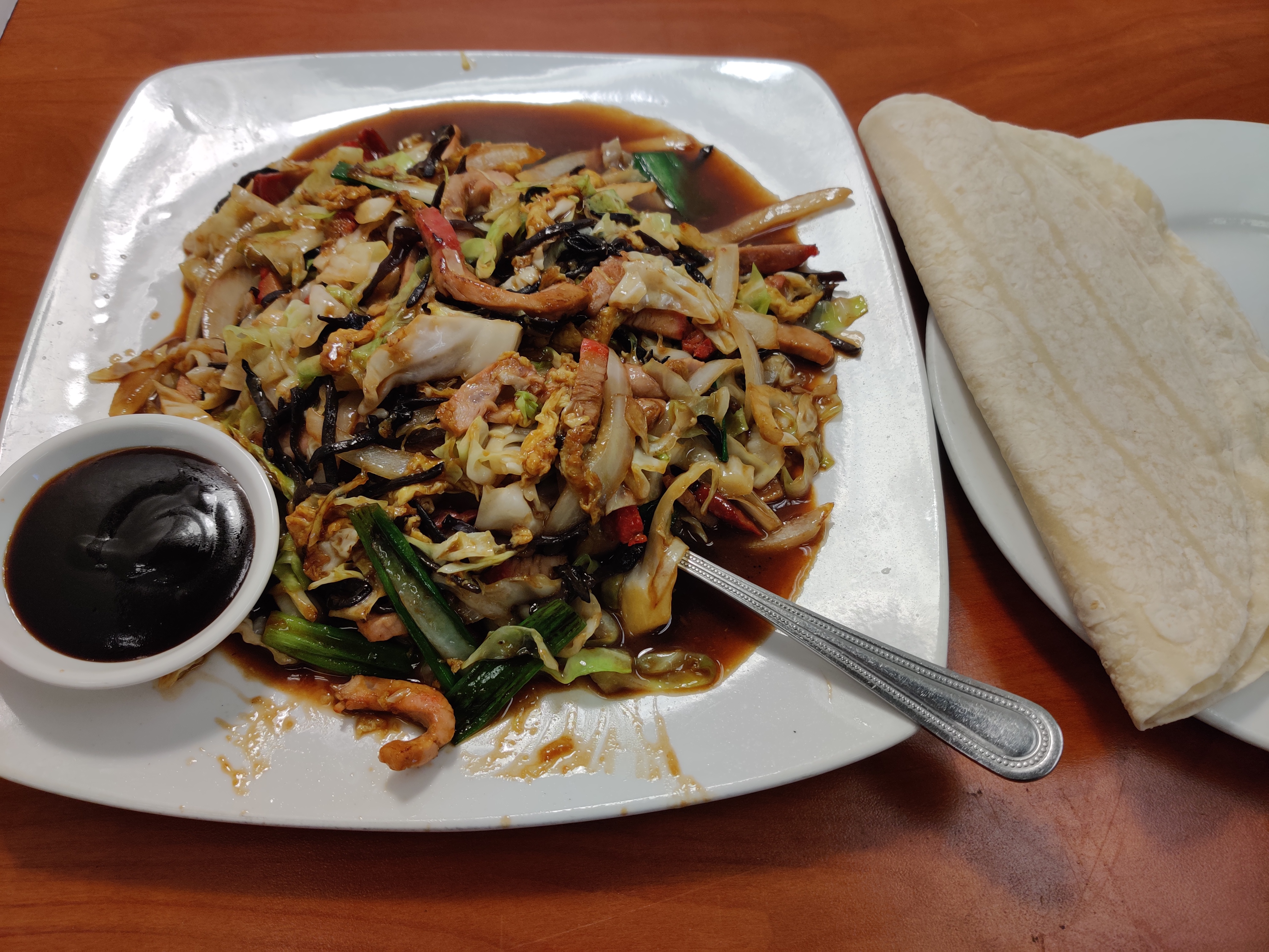Order Moo Shu Pork food online from Red Ginger China Bistro store, Saint Paul on bringmethat.com