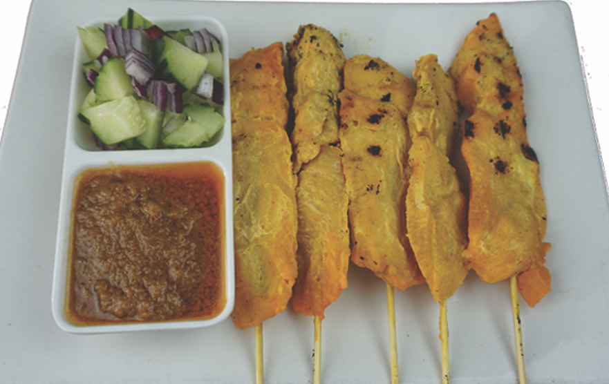 Order 5 Piece Chicken Sate food online from Double Delicious Thai Cuisine store, Fountain Valley on bringmethat.com