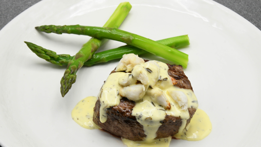 Order Filet Oscar 7oz food online from Mitchell Steakhouse store, Columbus on bringmethat.com