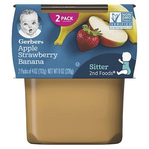 Order Gerber Baby Food Apple, Strawberry, Banana - 4.0 oz x 2 pack food online from Walgreens store, Berwyn on bringmethat.com